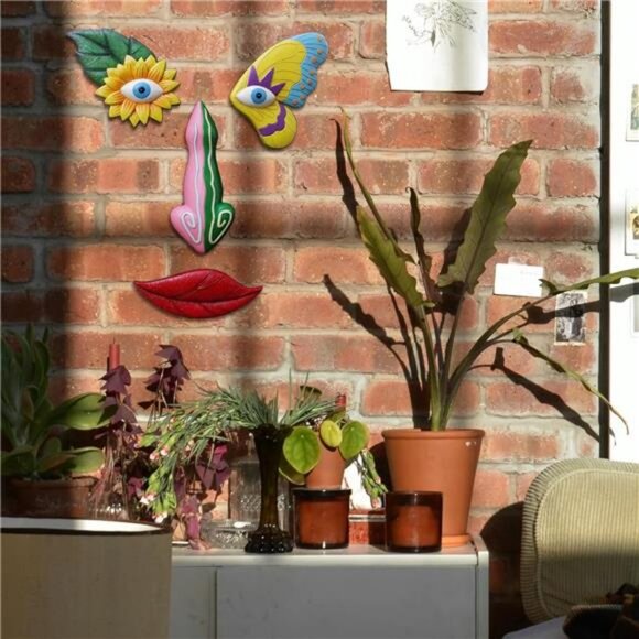 Tree Faces Decor ,Funny Tree Faces Sculpture, Colorful Fence Decorations Outdoor - Picture 4 of 7